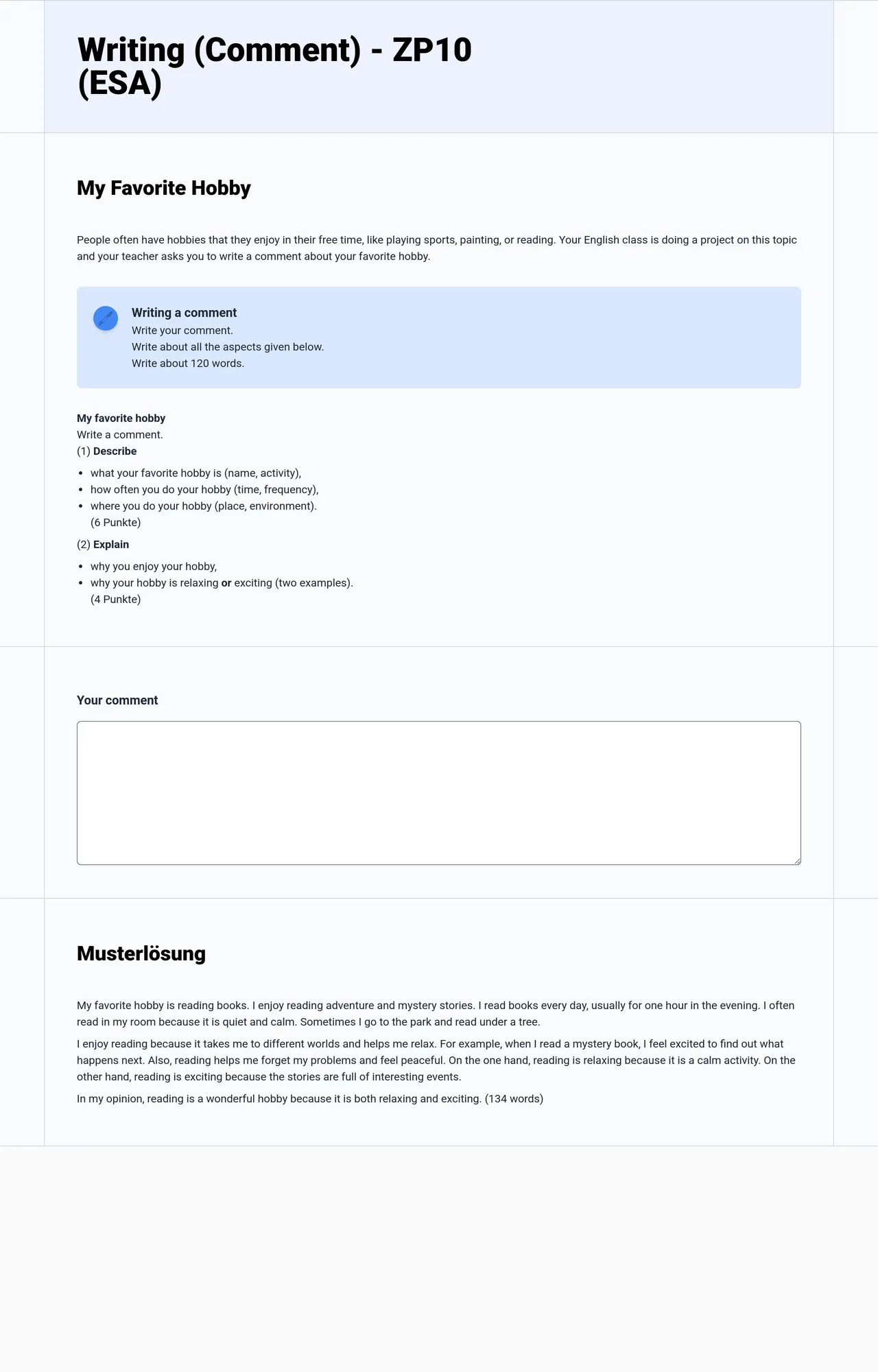 Prüfungsvorbereitung: Writing a Comment