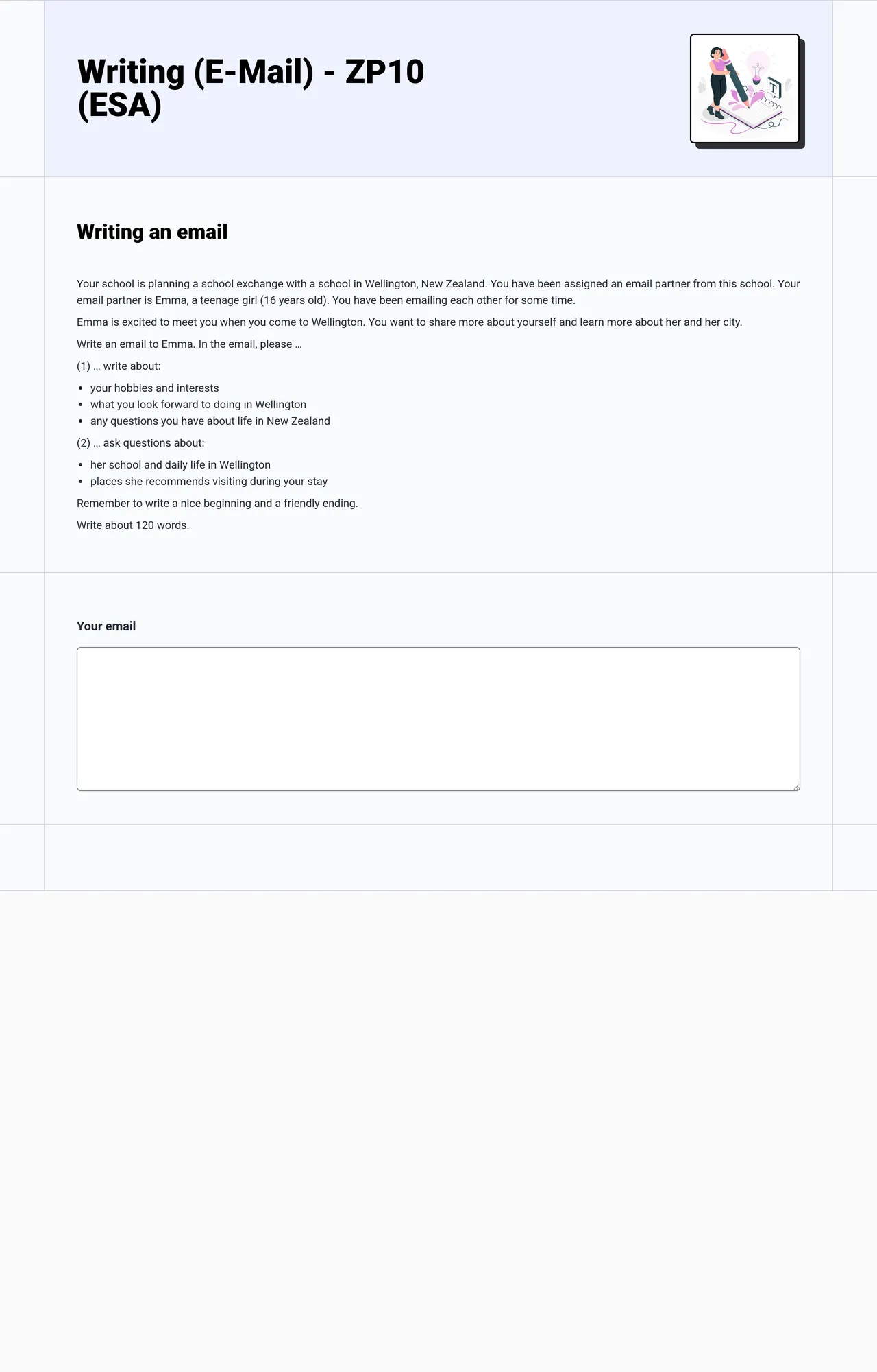 Prüfungsvorbereitung: Writing an E-Mail (ESA)