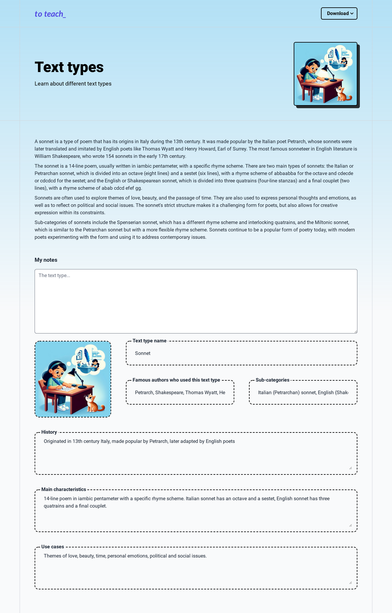 Main Features of a Literary Text Type