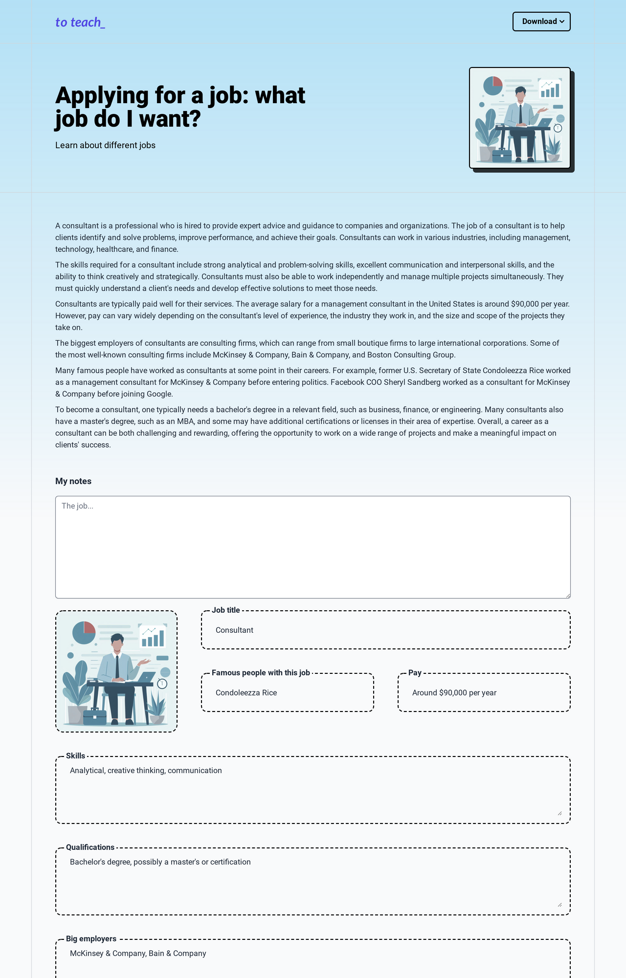 Applying for a job: what job do I want?