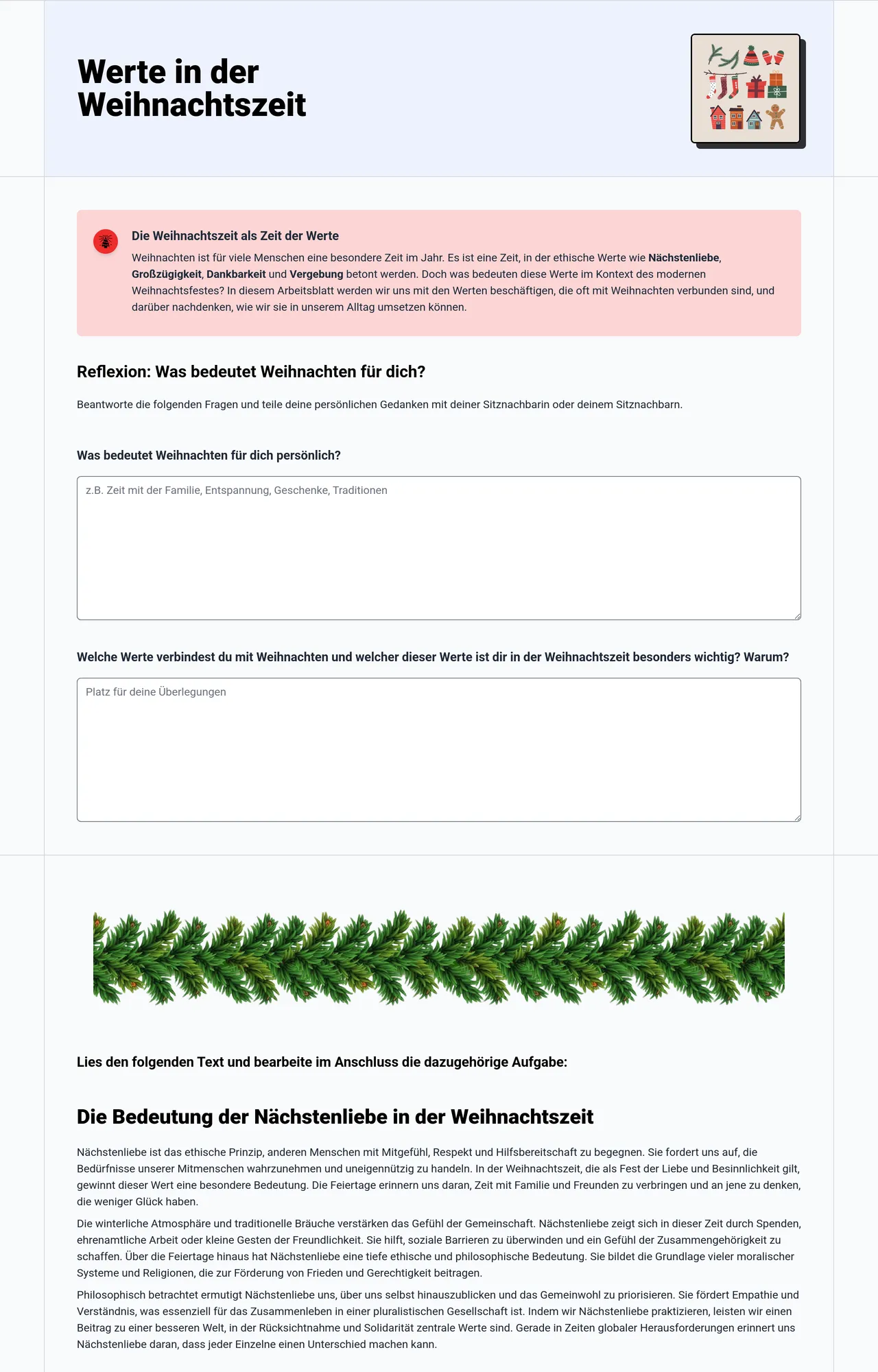 Werte in der Weihnachtszeit