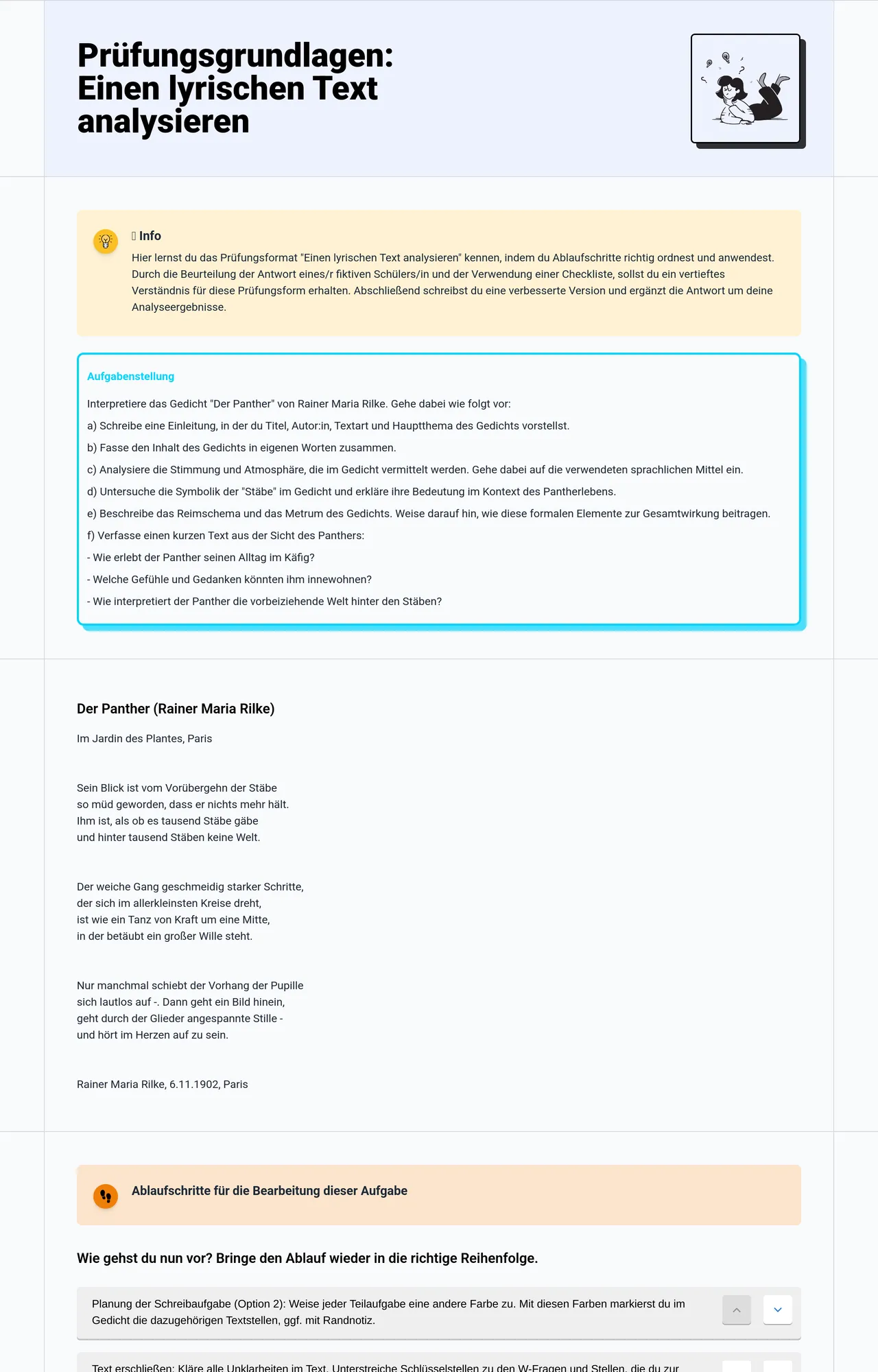 Prüfungsgrundlagen: Einen lyrischen Text analysieren