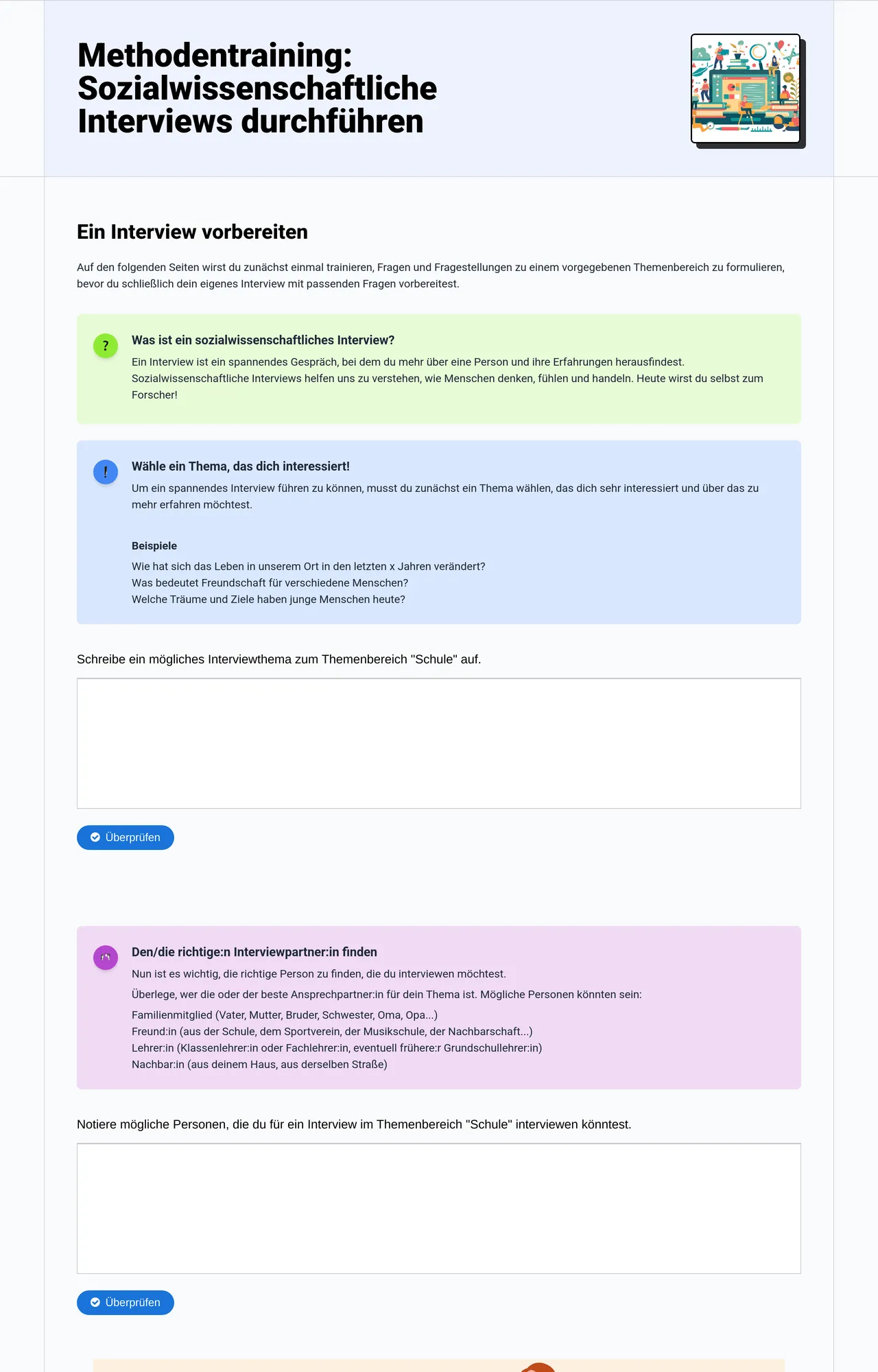 Methodentraining: Sozialwissenschaftliche Interviews durchführen