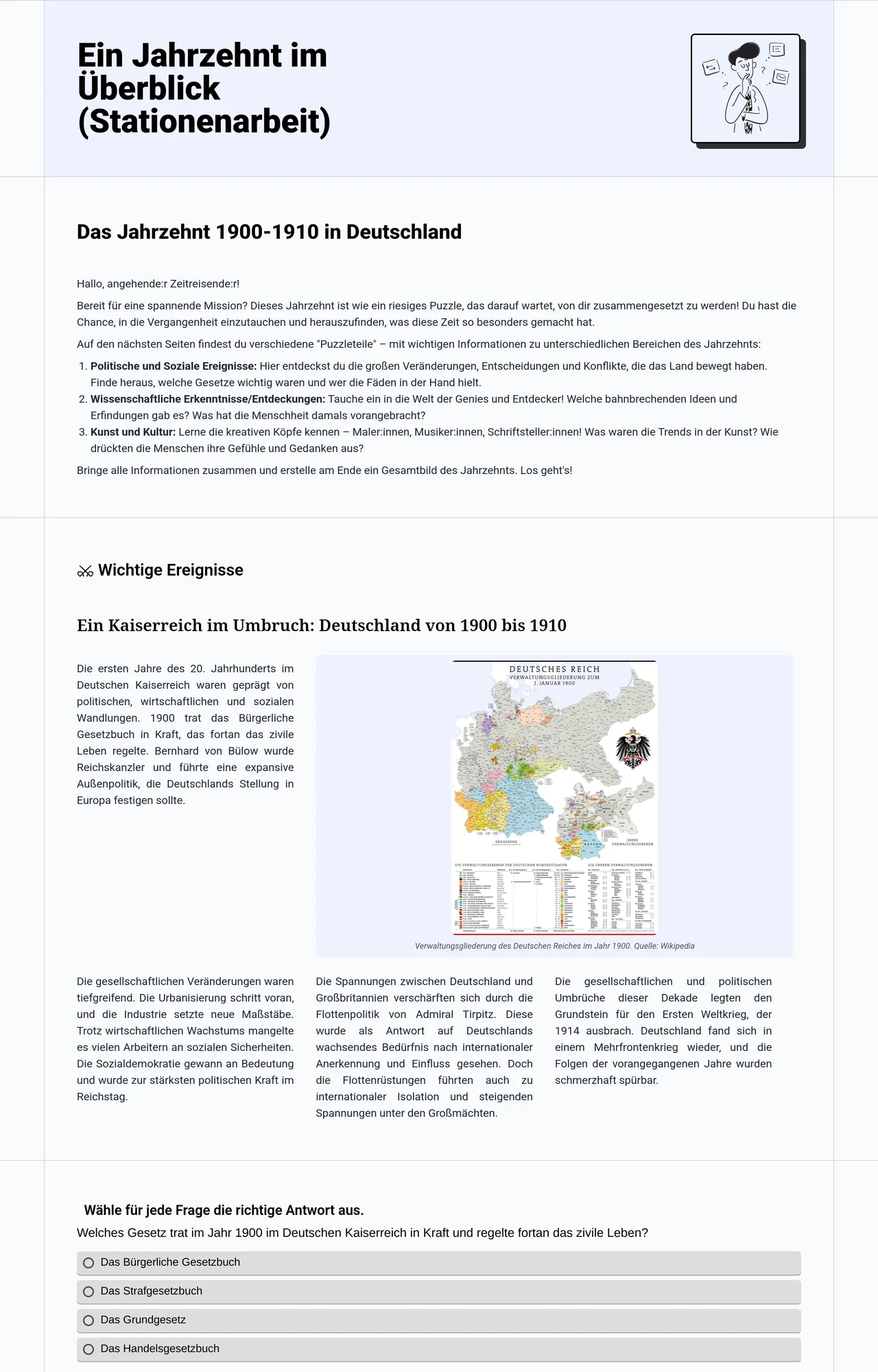 Ein Jahrzehnt im Überblick (Stationenarbeit)