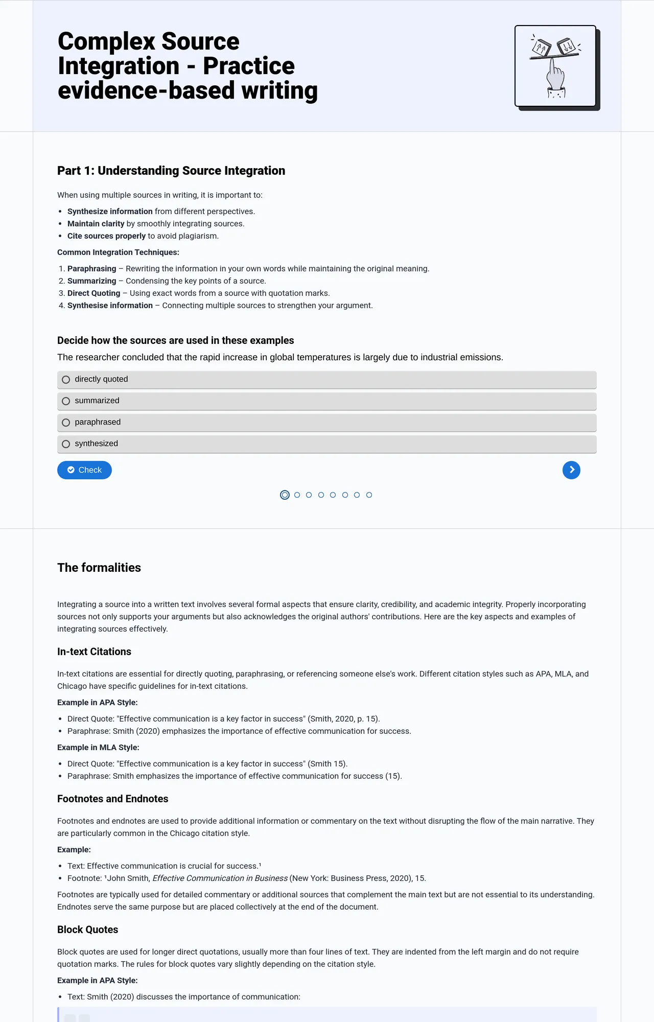 Complex Source Integration - Practice evidence-based writing