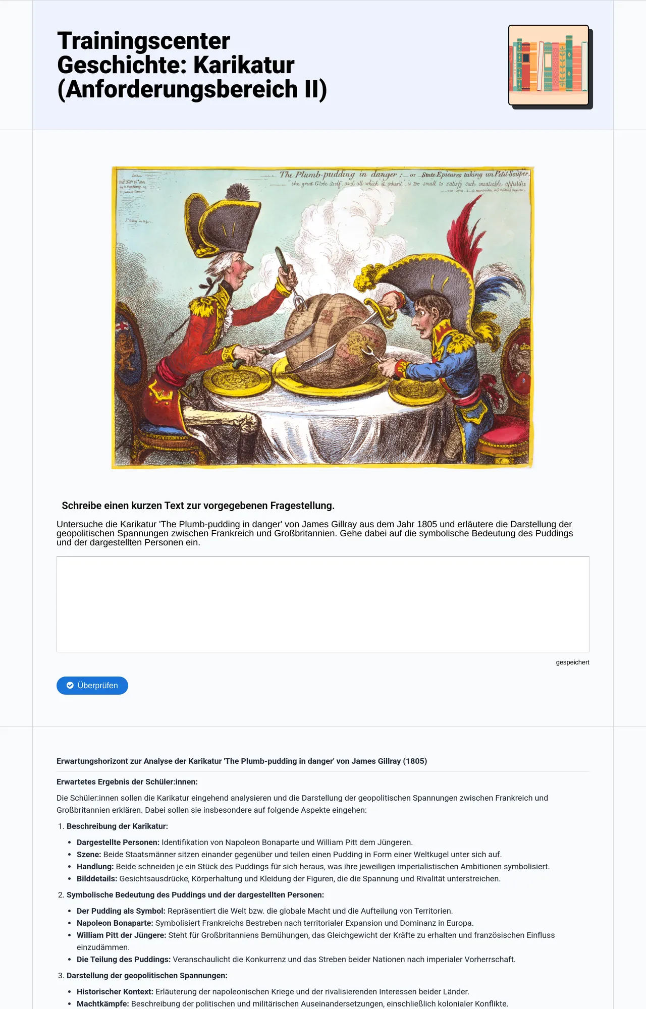 Trainingscenter Geschichte: Karikatur (Anforderungsbereich II)