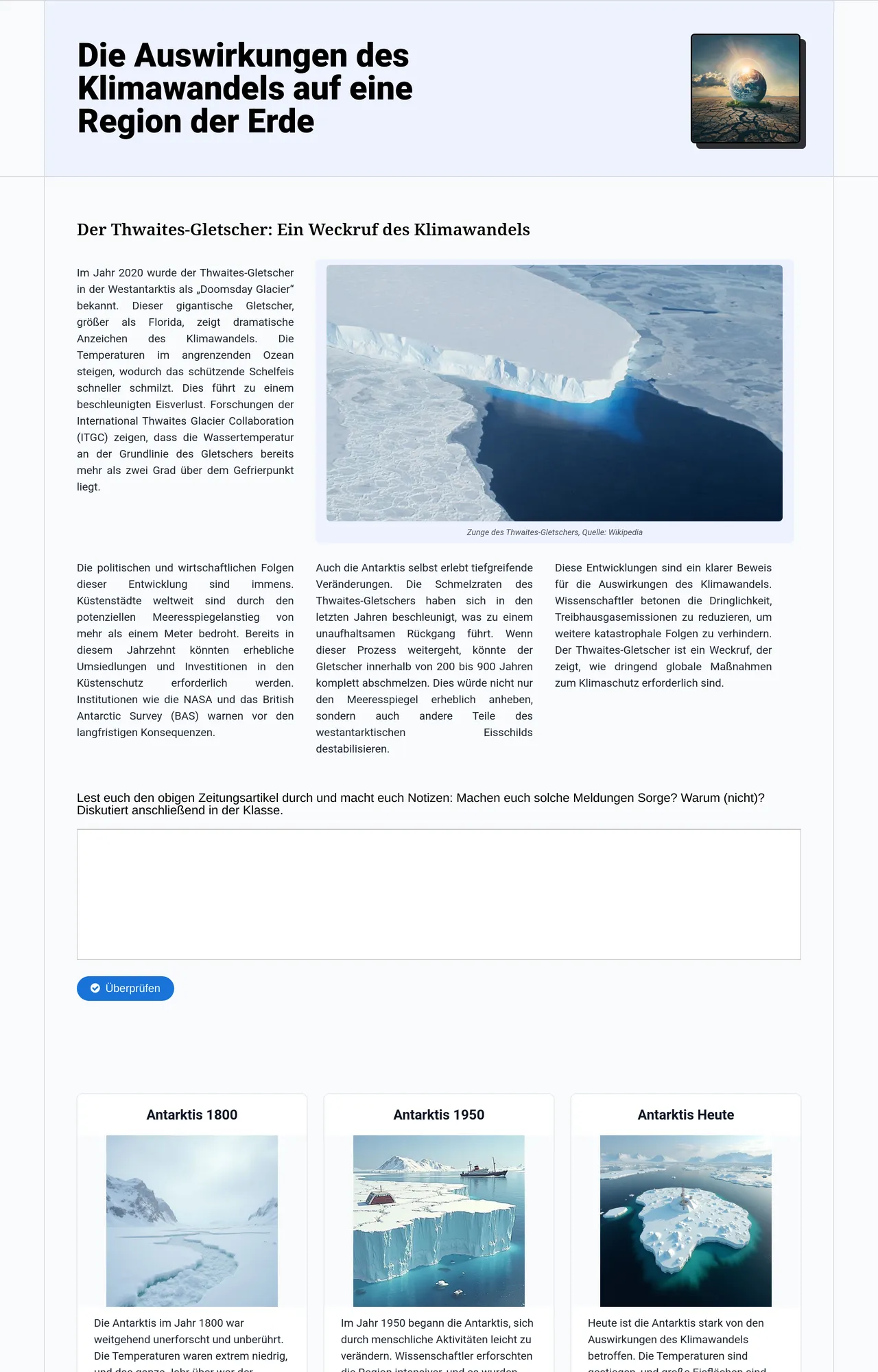 Die Auswirkungen des Klimawandels auf eine Region der Erde