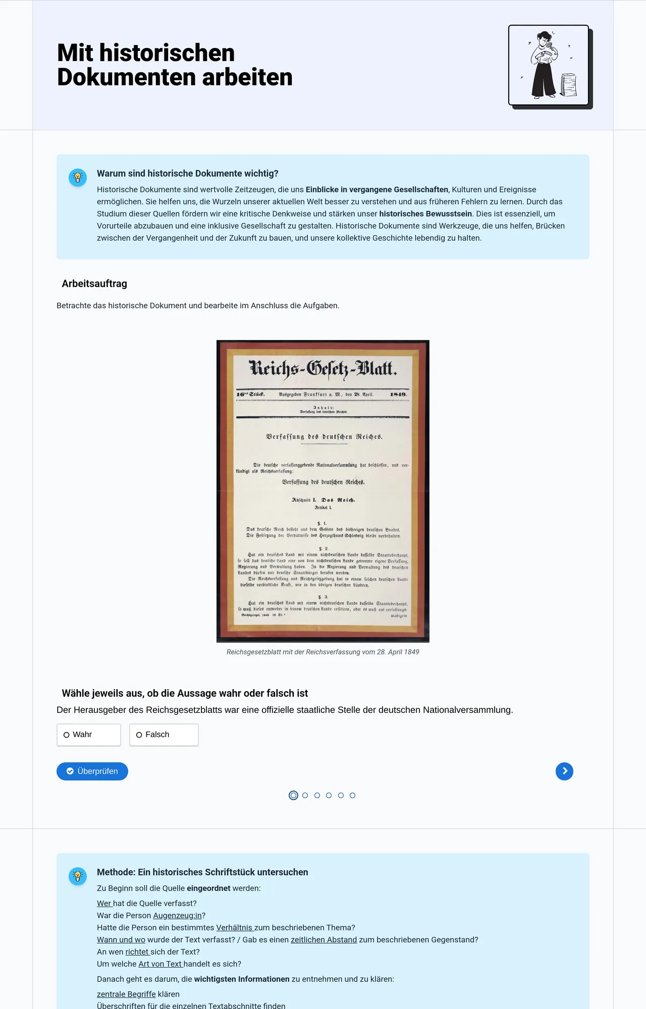 Mit historischen Dokumenten arbeiten