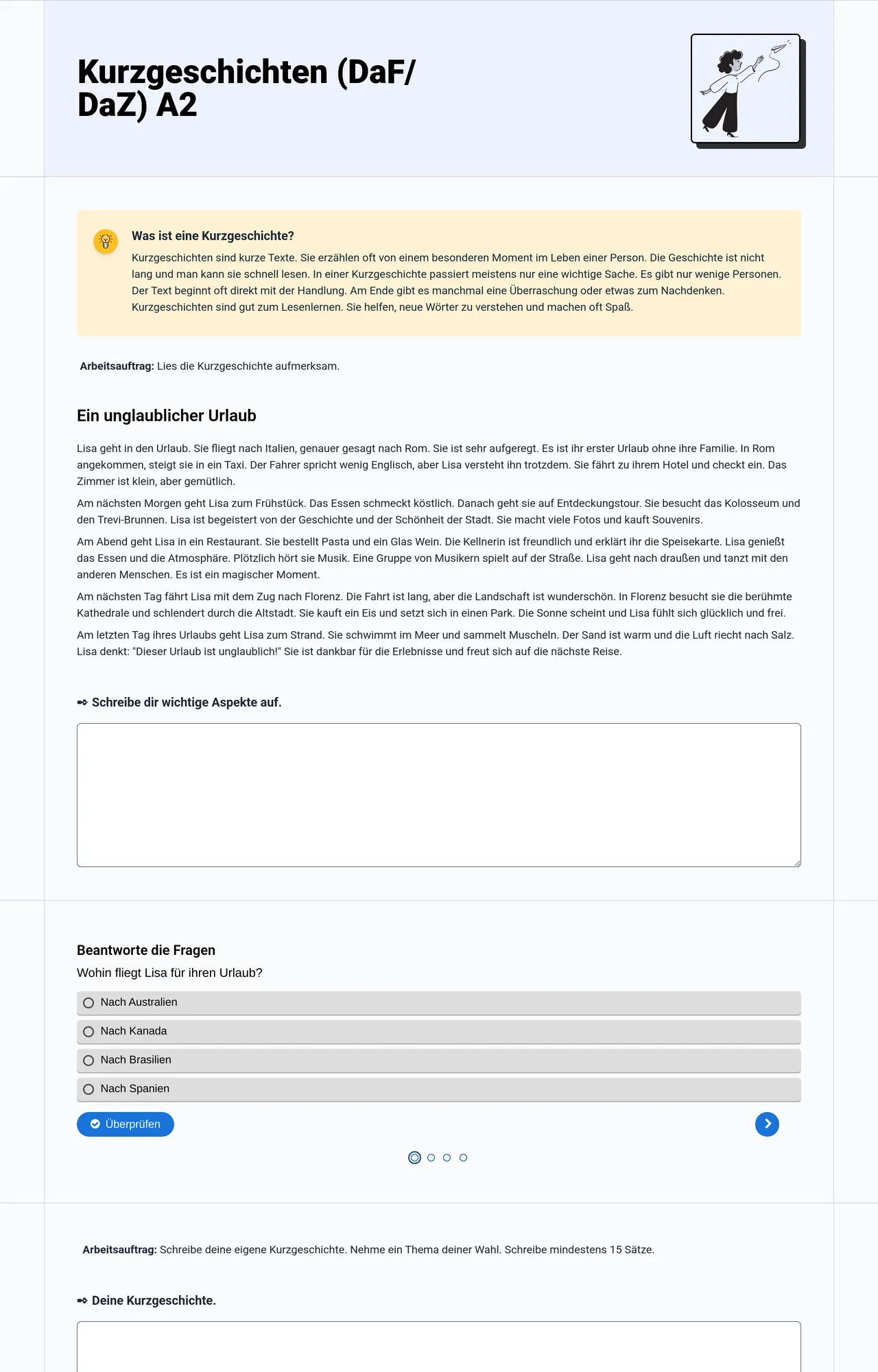 Kurzgeschichten (DaF/ DaZ) A2