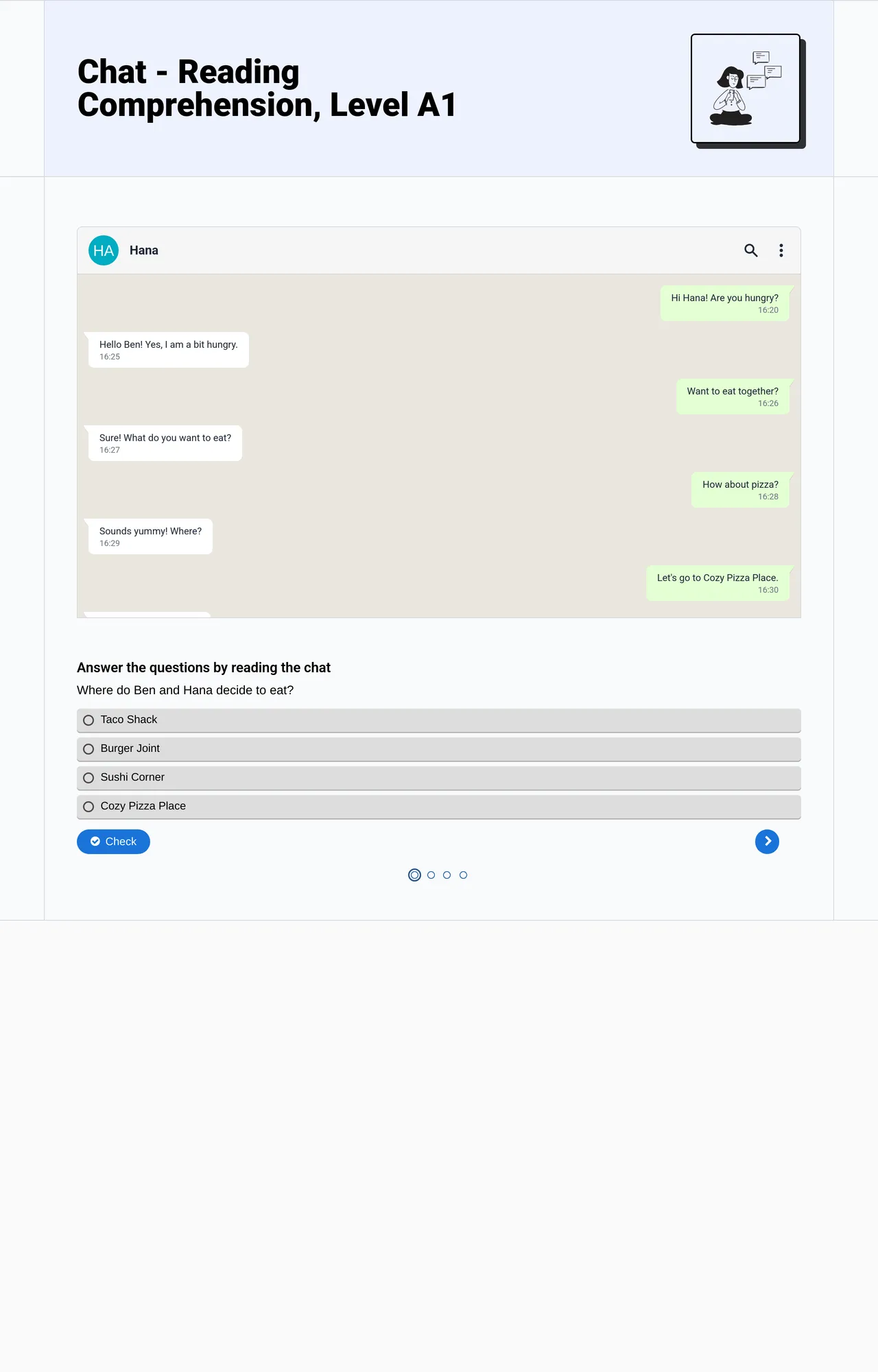 Chat - Reading Comprehension, Level A1