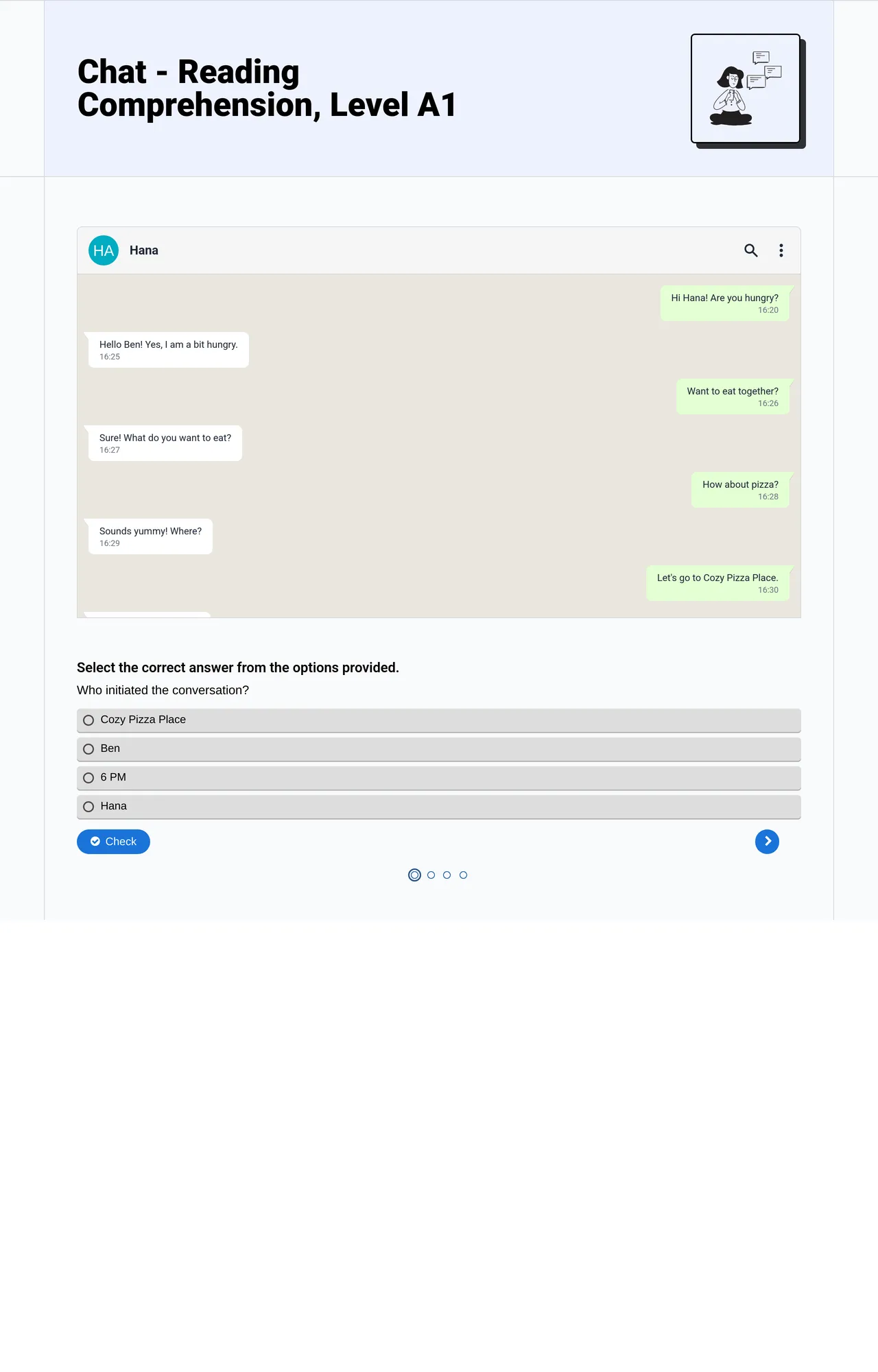 Chat - Reading Comprehension, Level A1