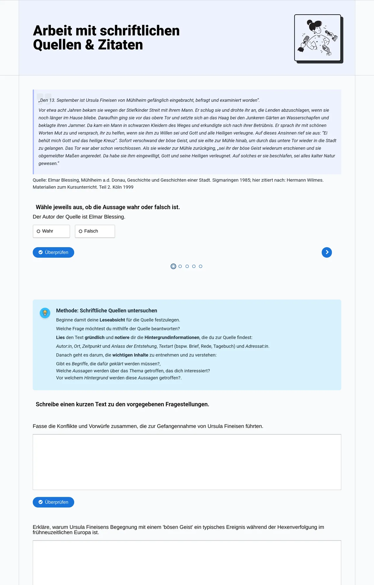 Arbeit mit schriftlichen Quellen & Zitaten