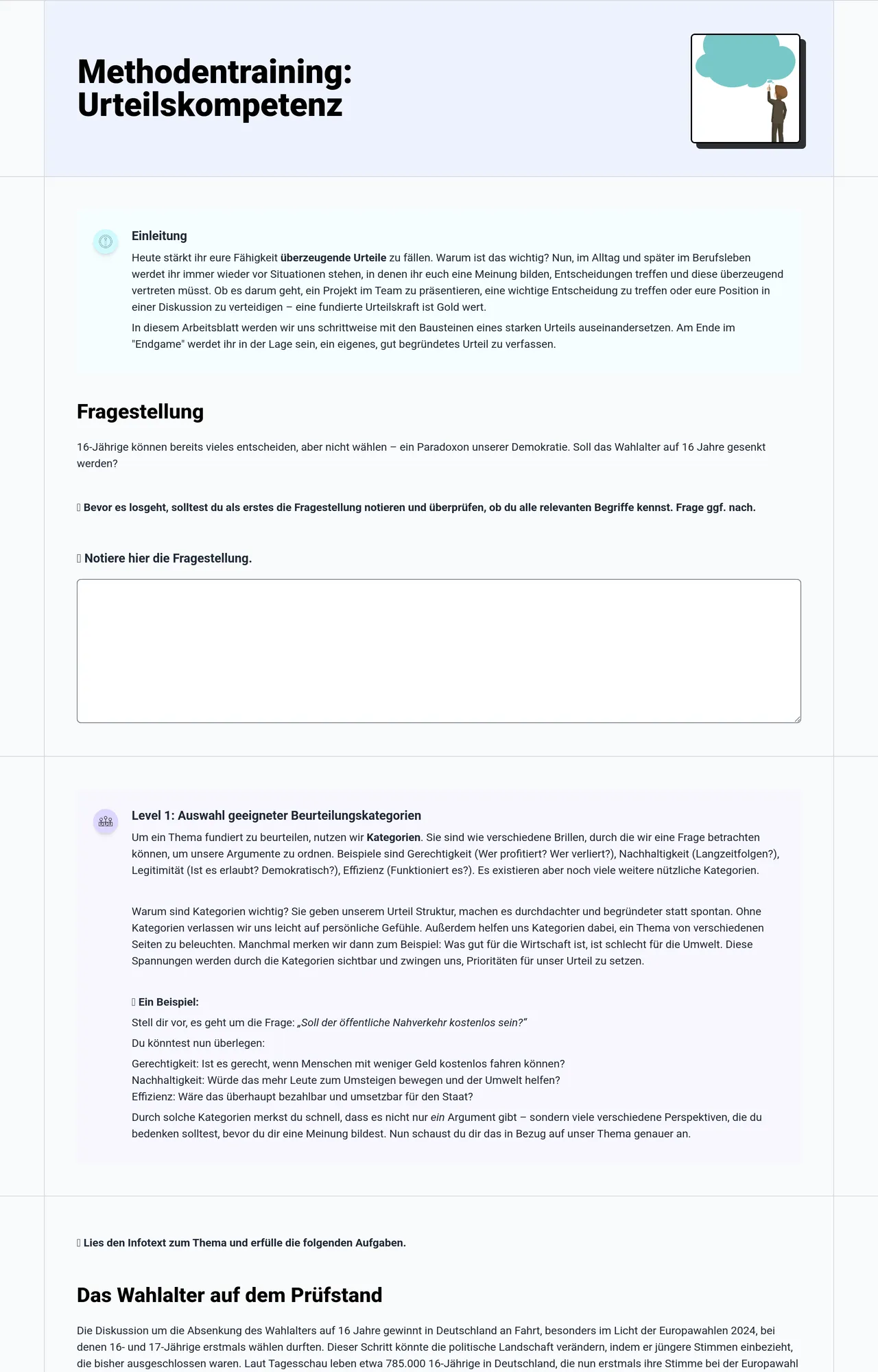 Methodentraining: Urteilskompetenz