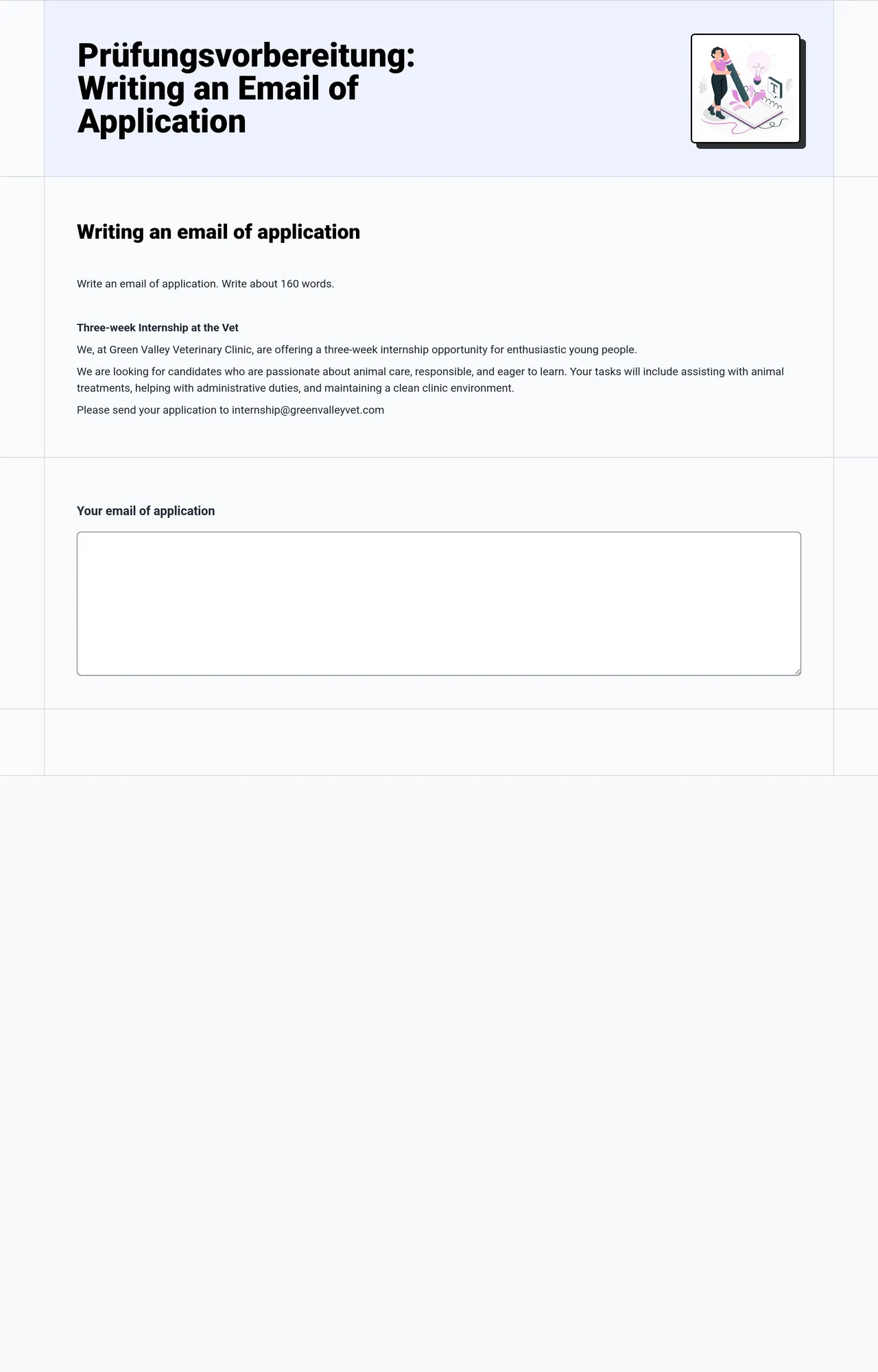 Prüfungsvorbereitung: Writing an Email of Application