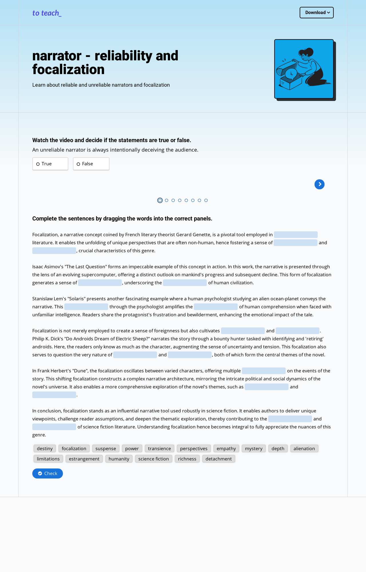 narrator - reliability and focalization