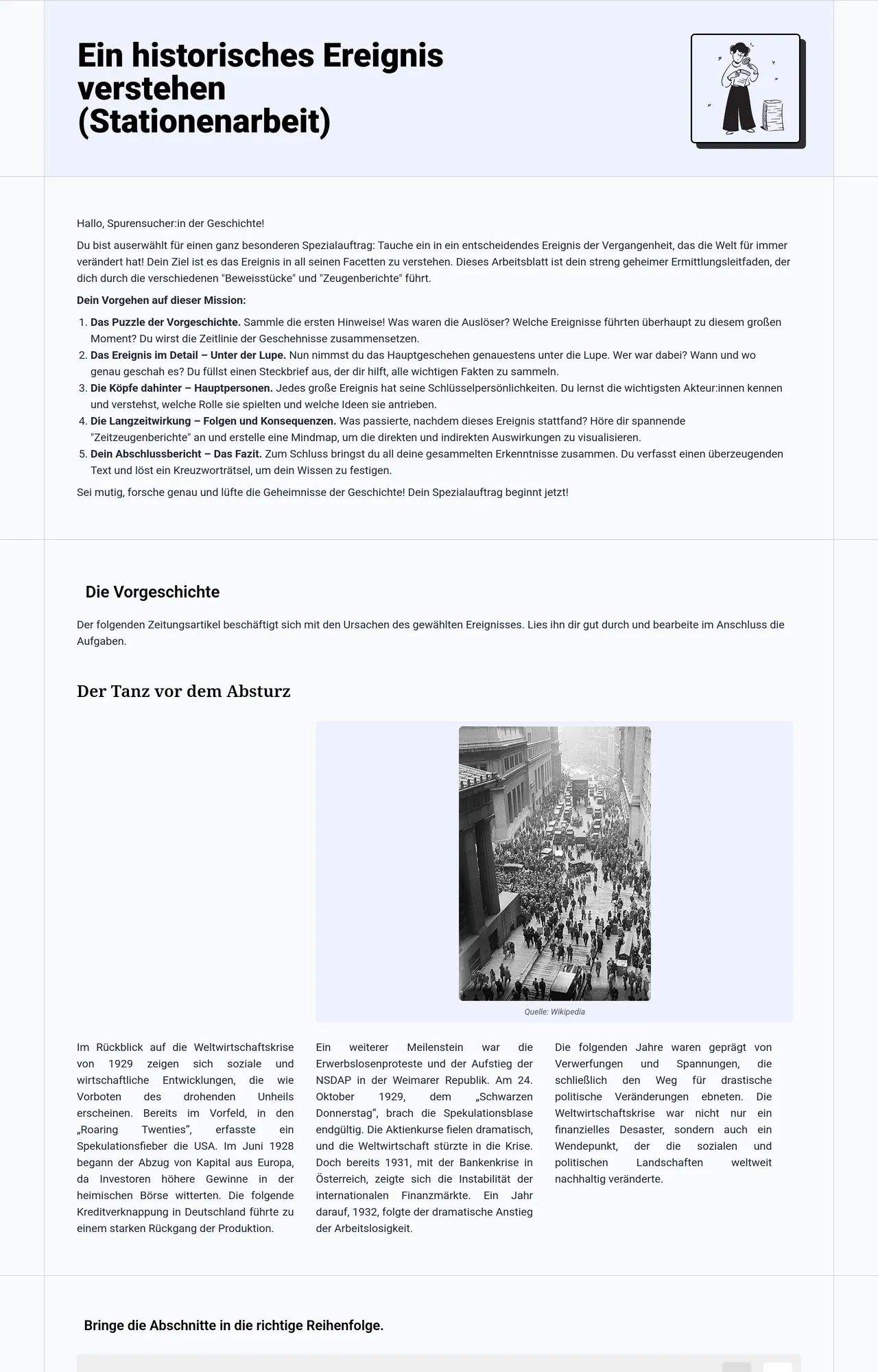 Ein historisches Ereignis verstehen (Stationenarbeit)