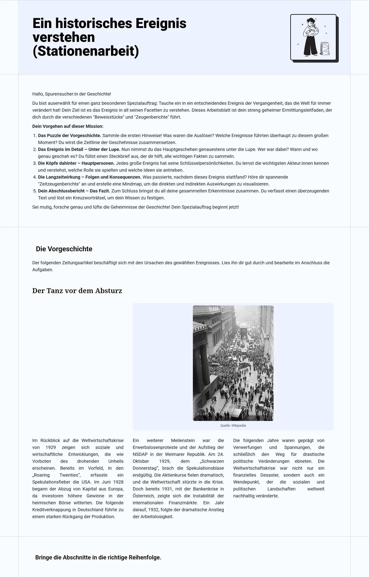 Ein historisches Ereignis verstehen (Stationenarbeit)