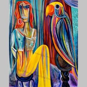 Жена и птица в онлайн галерия от Румен Рачев