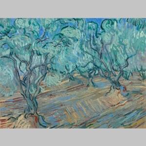 Маслинова горичка със синьо небе в онлайн галерия от Ван Гог