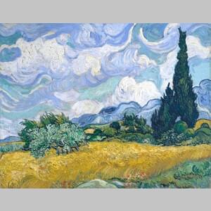 Пшенично поле с кипариси в онлайн галерия от Ван Гог