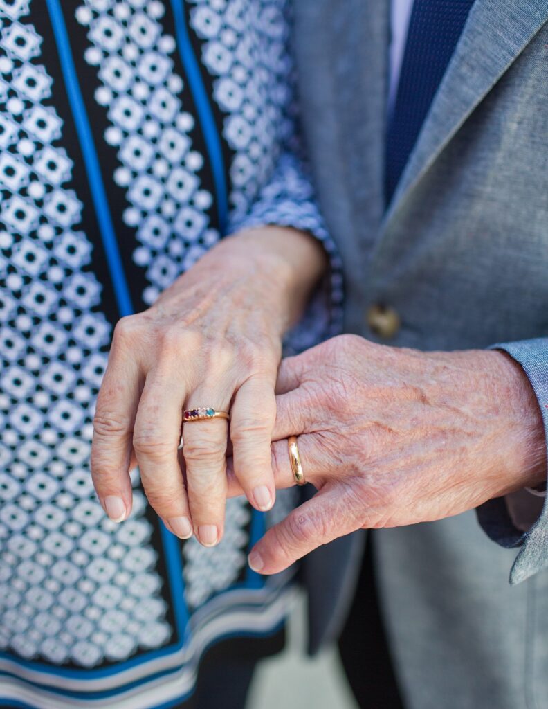 upclose of wedding rings of Leo Walsh and Madalene Hardison