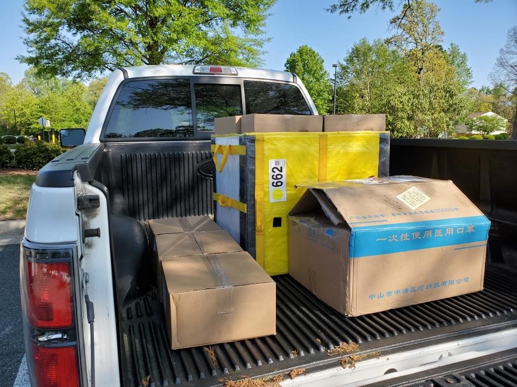 pick up truck with boxes