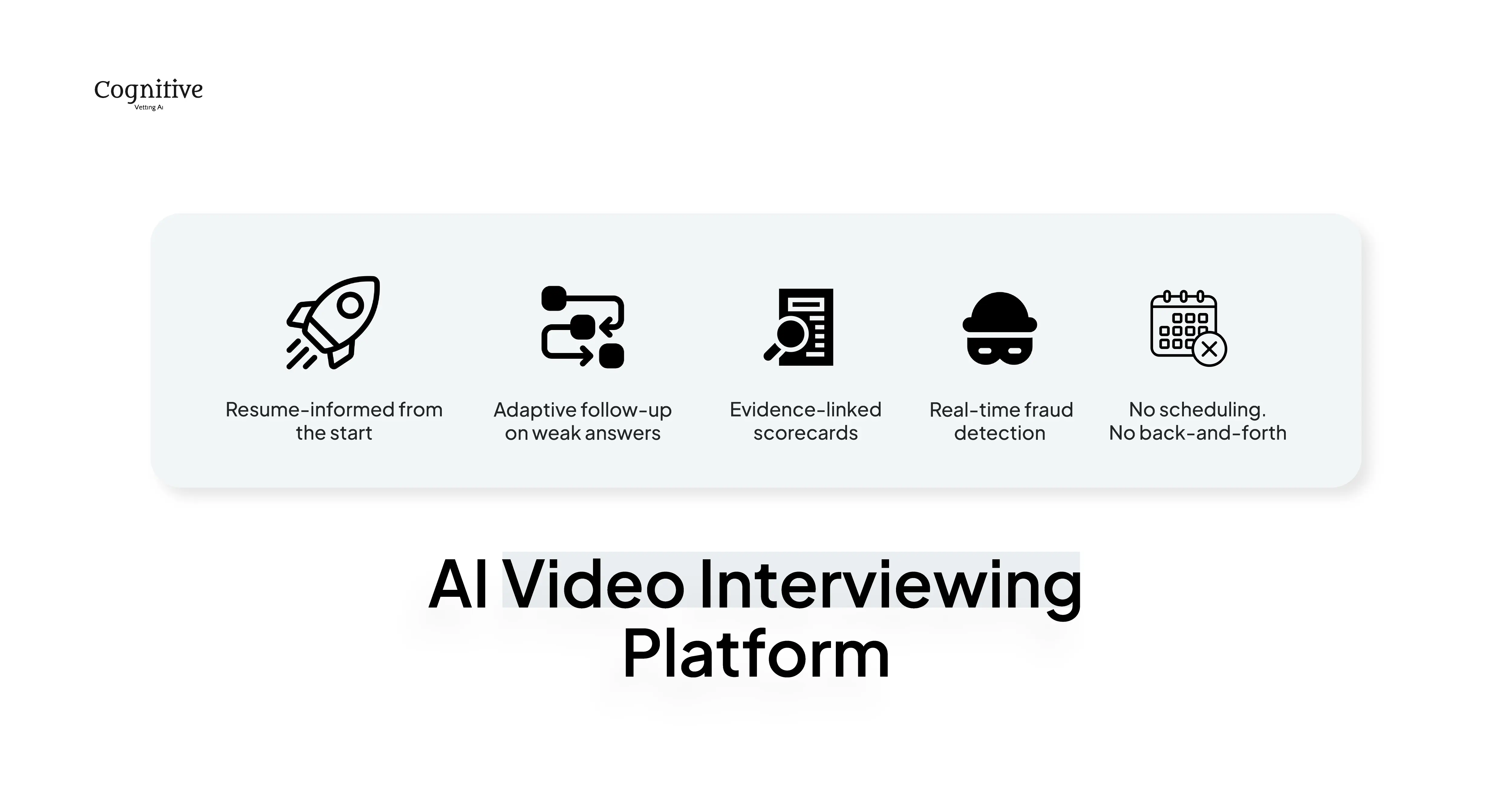image showing the features of a purpose-built AI video interviewing platform
