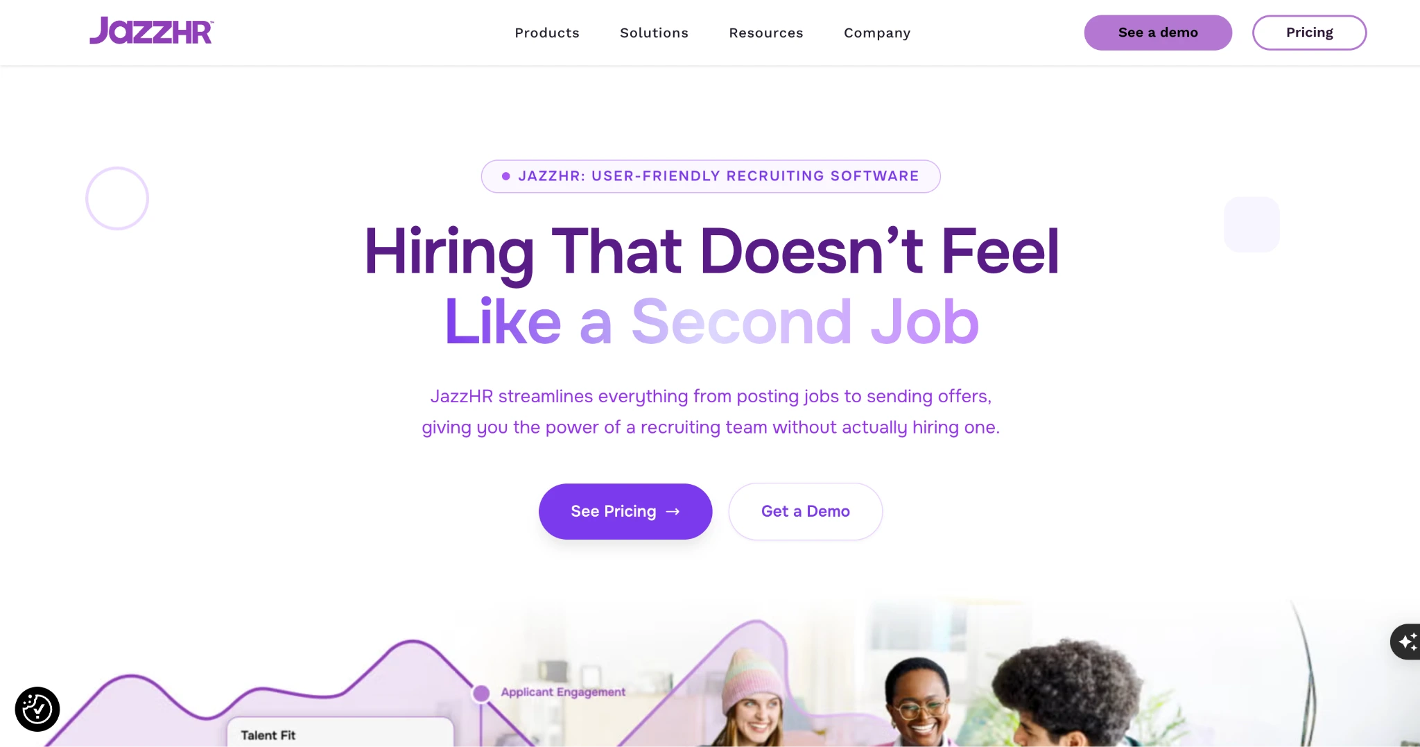 image showing the homepage of recruiting software called JazzHR