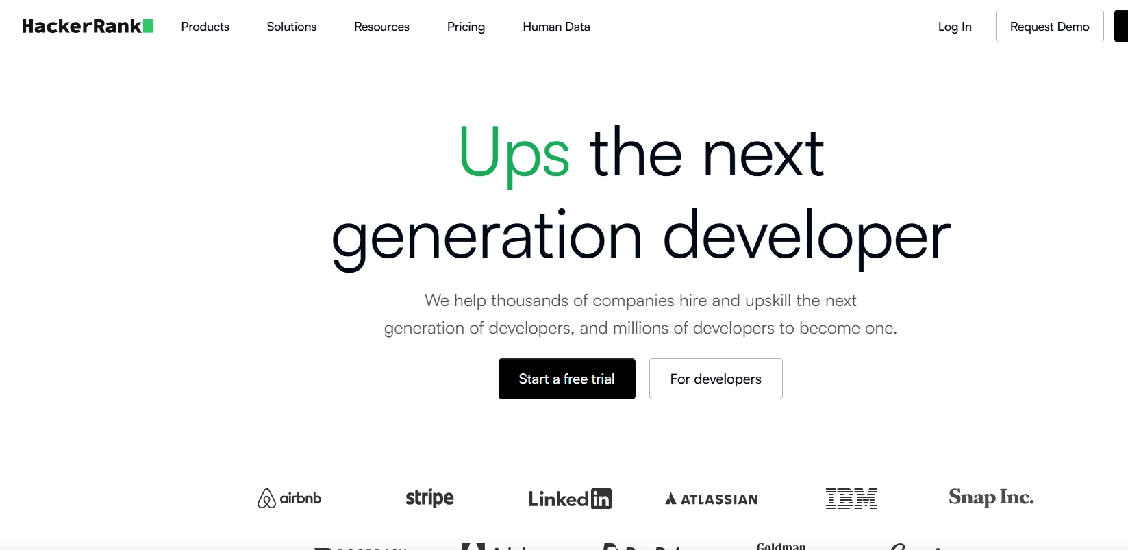 image of the homepage of an online coding testing platform called HackerRank
