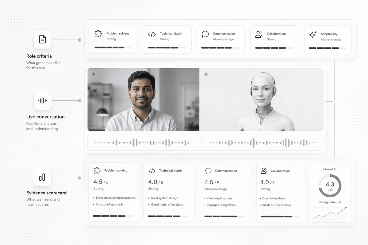 Live AI interview scoring evidence from conversation
