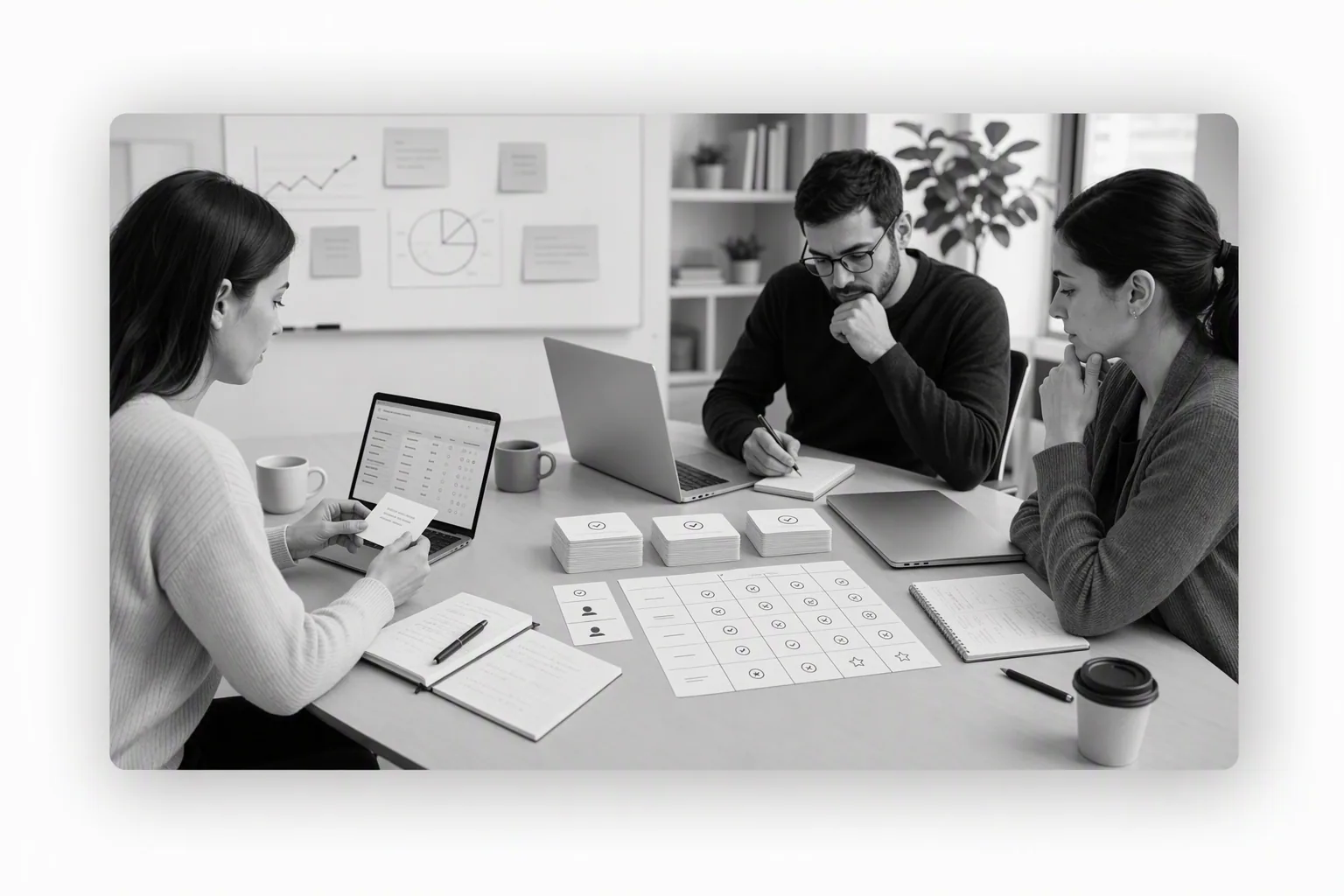 Hiring team organizing interview questions to ask candidates