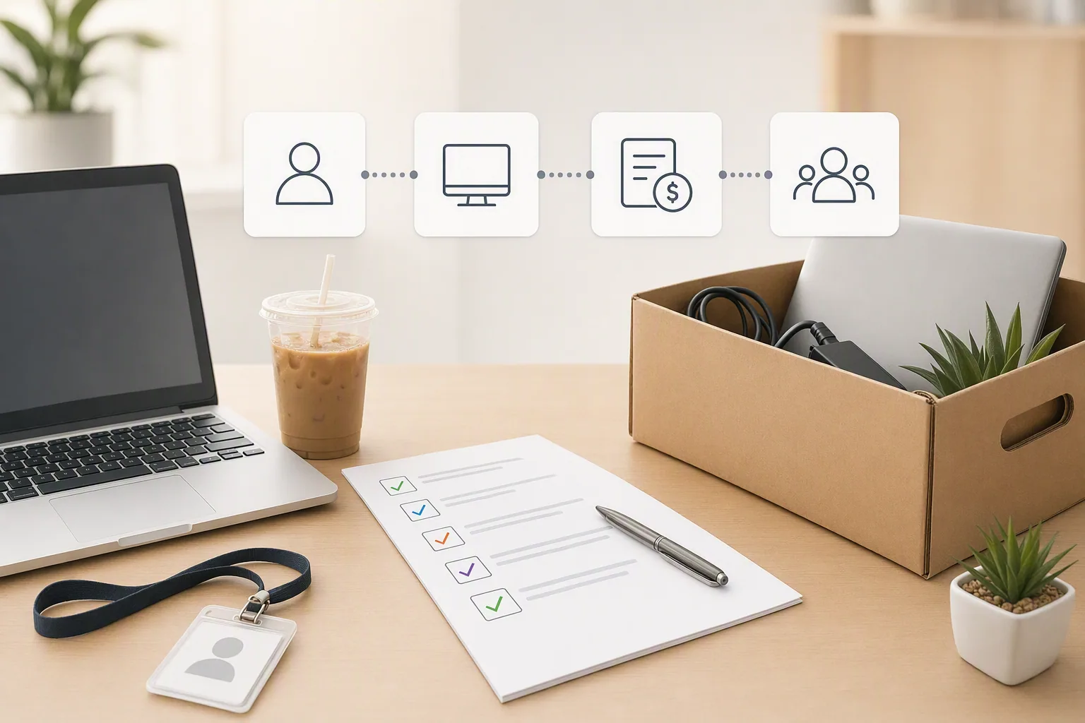Employee offboarding process with HR, IT and manager handoffs