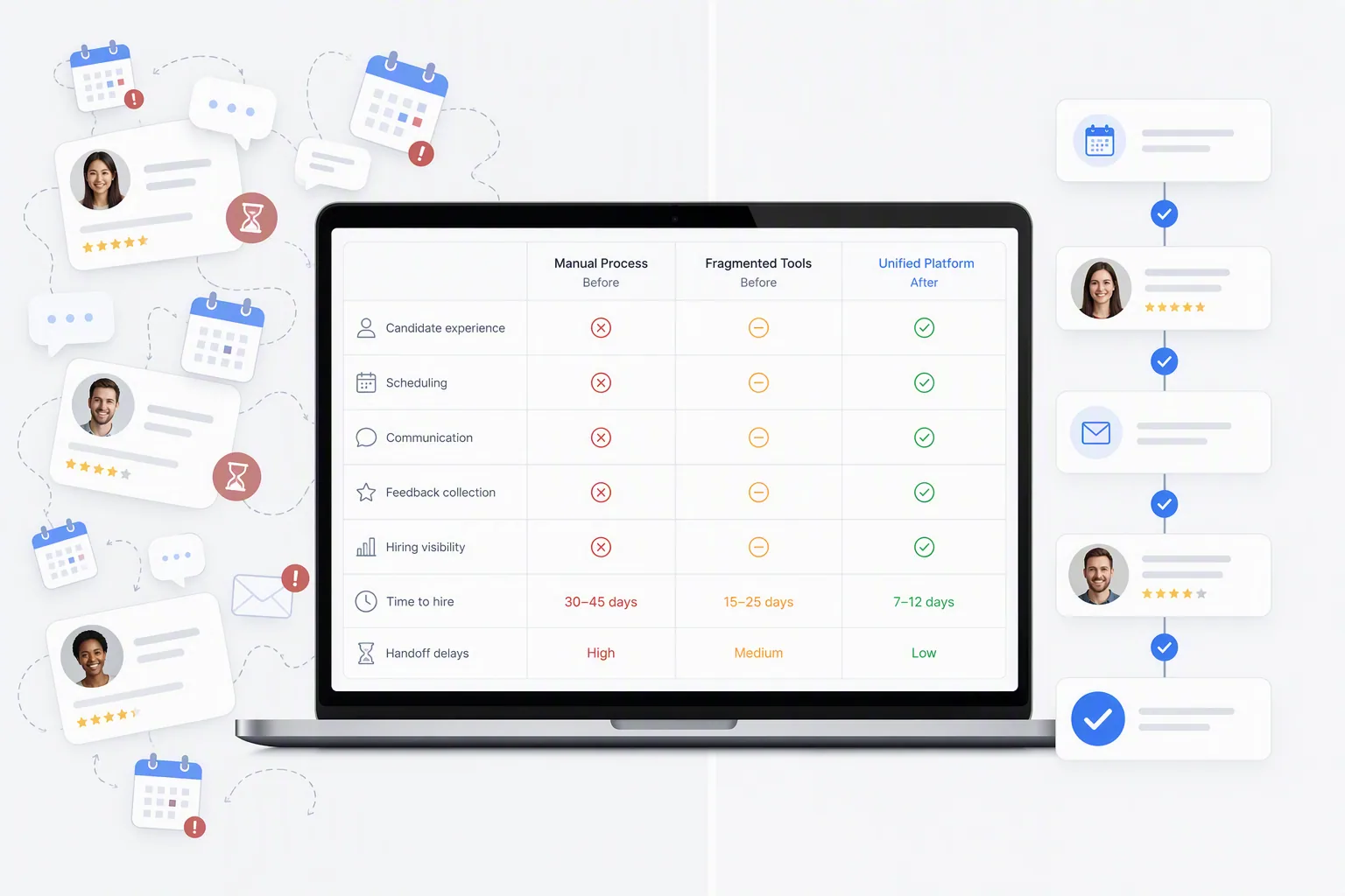 Recruiting automation software spreadsheet compared with real hiring delays