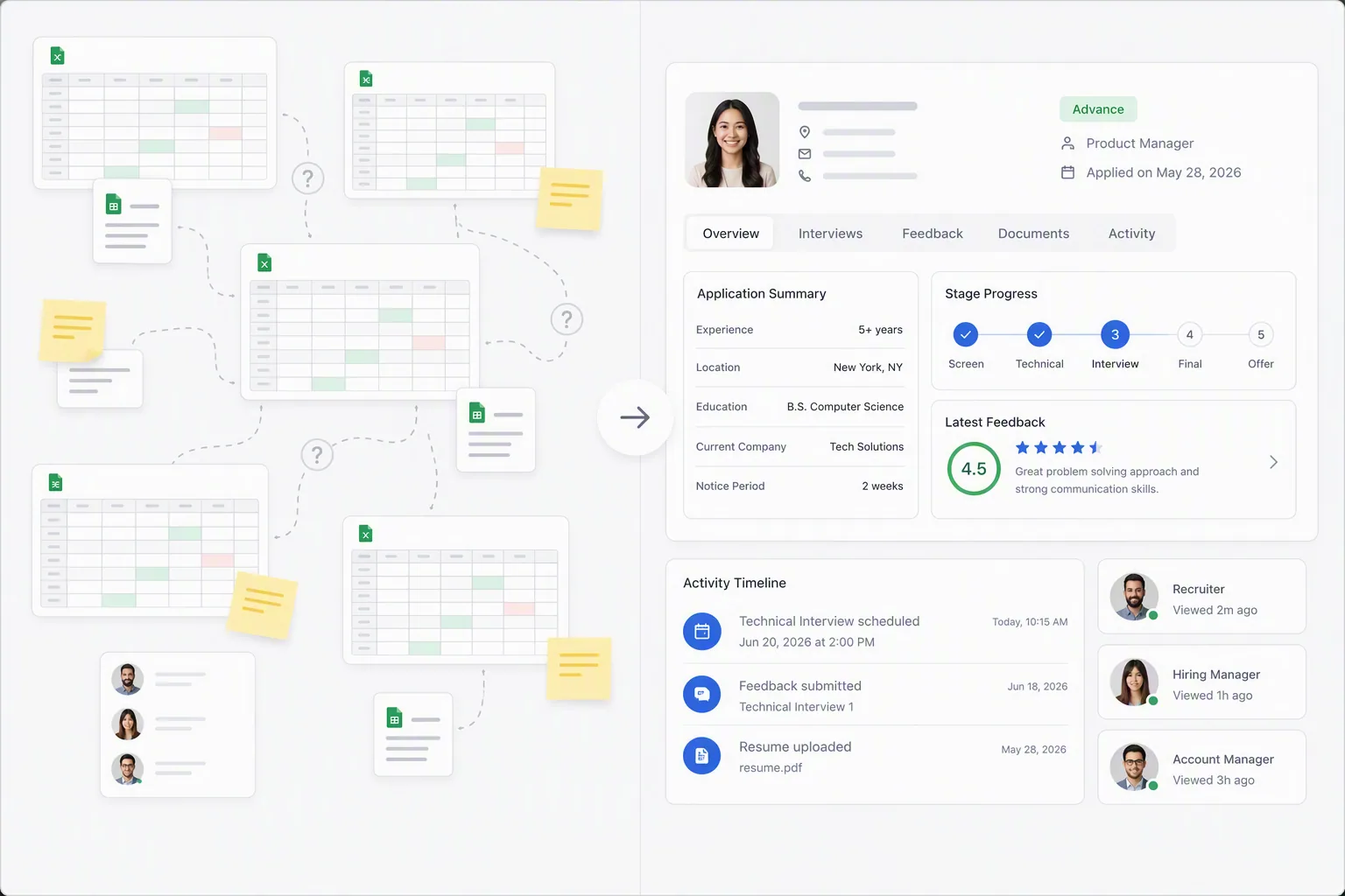 Staffing software replacing side spreadsheets with shared candidate records