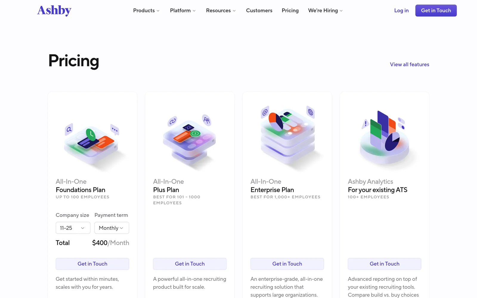 Ashby pricing page