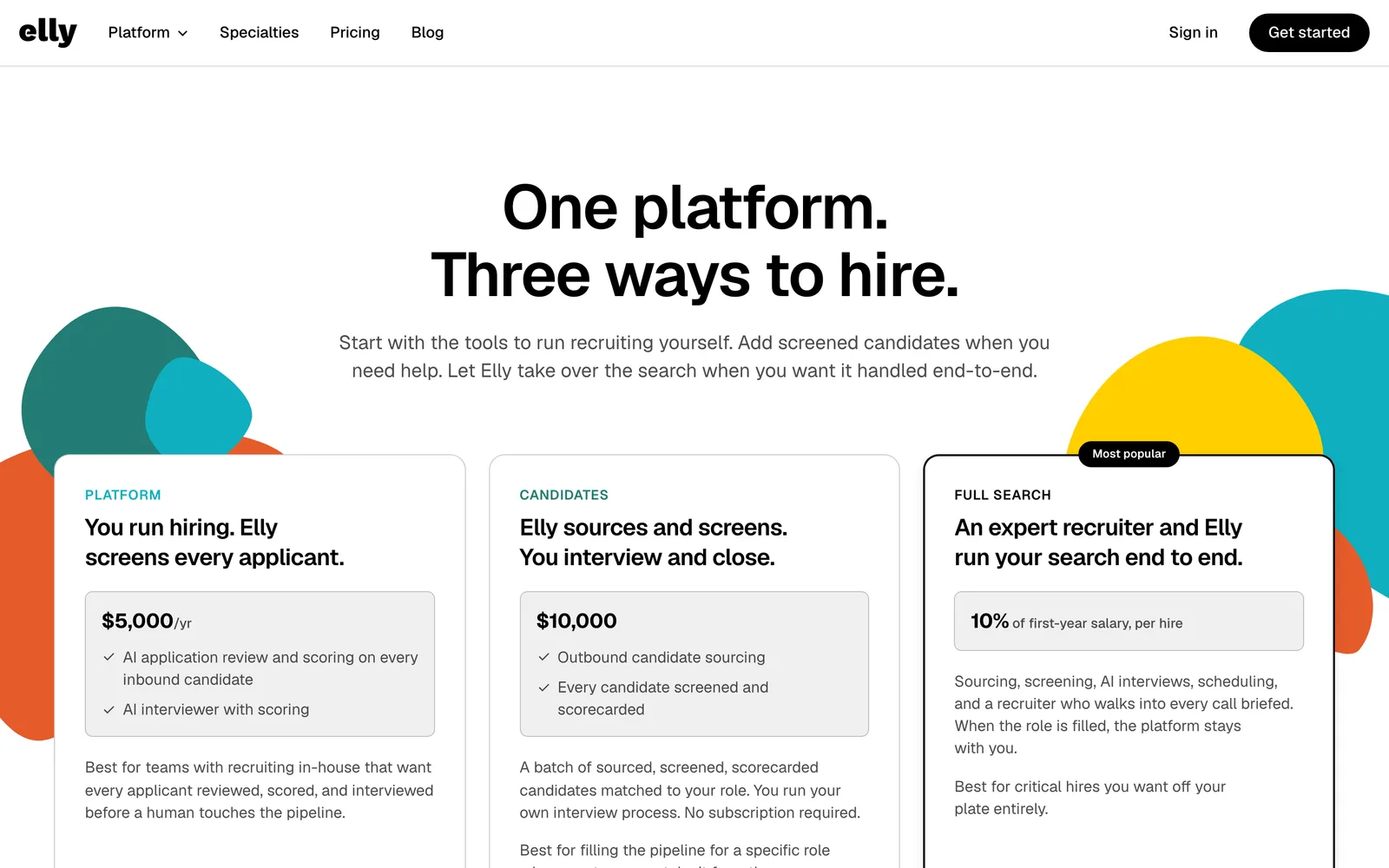 Elly pricing page