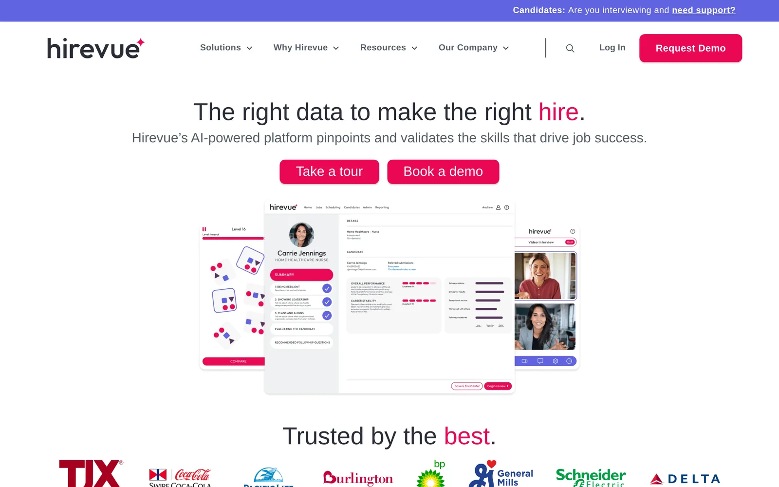 HireVue homepage