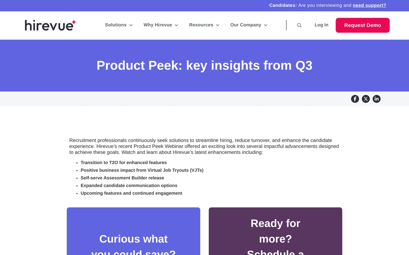 HireVue product page