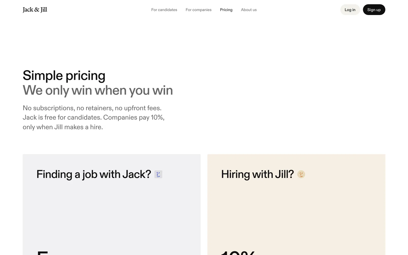 Jack & Jill pricing page