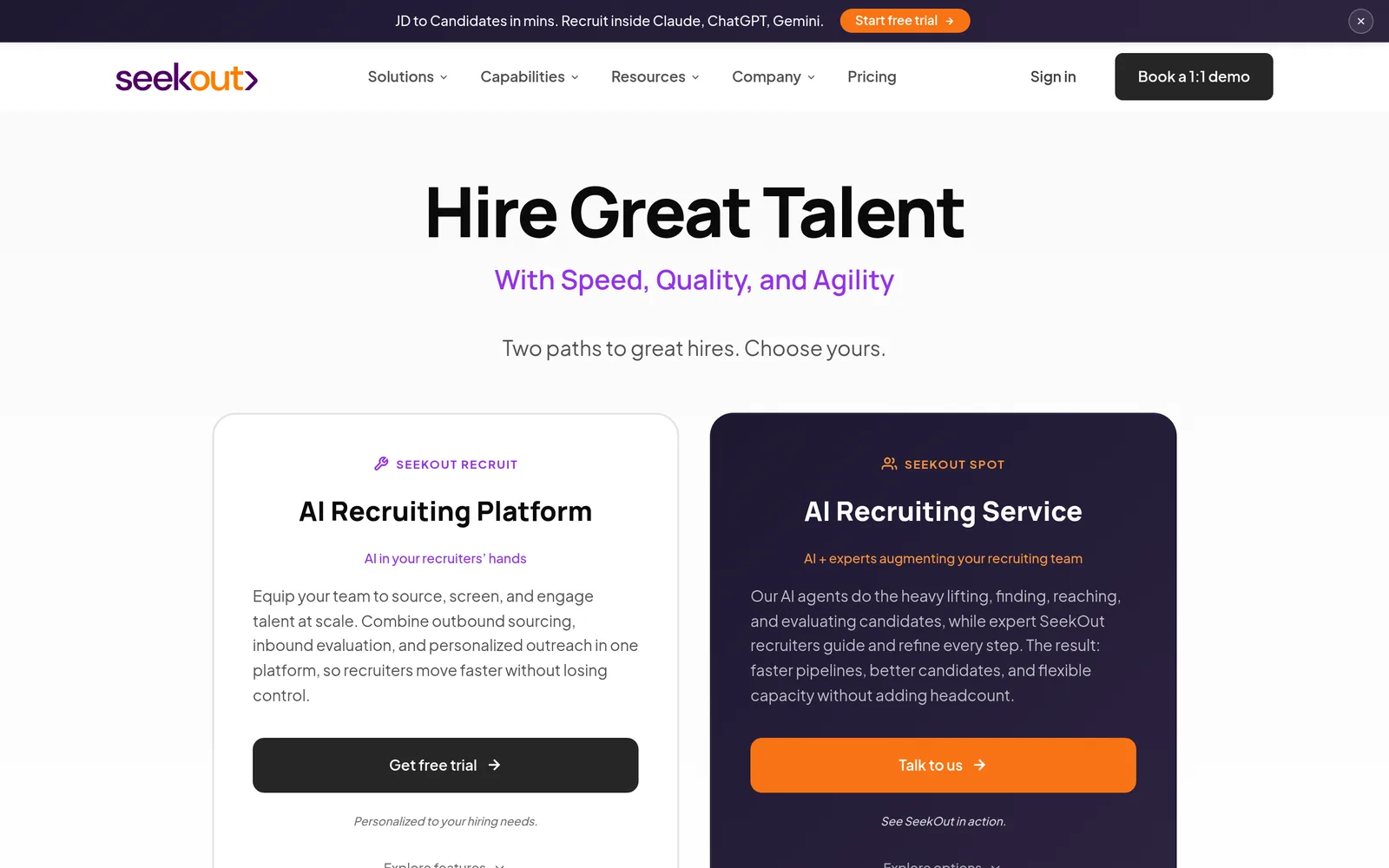 SeekOut homepage