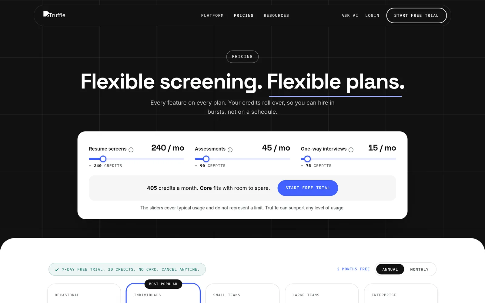 Truffle pricing page