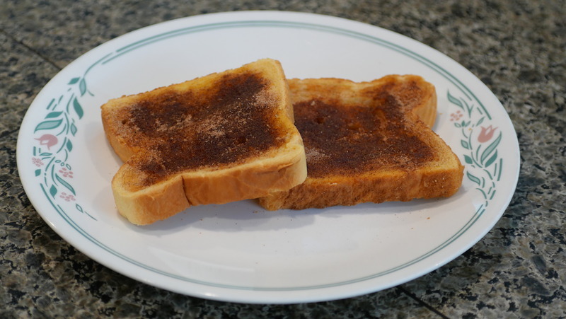 A picture of two cinnamon toasts on plate