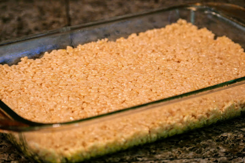 Picture of Rice Krispie Squares in a pan.
