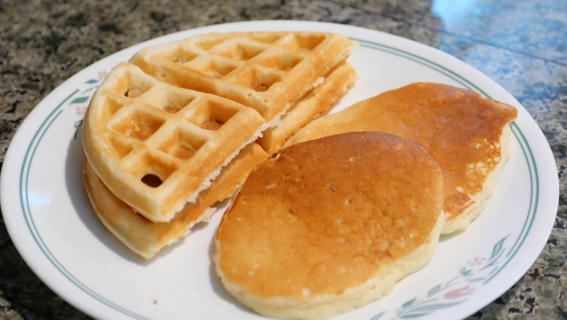 Waffles and pancakes on a plate