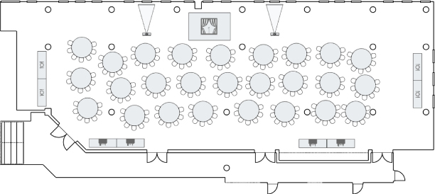 floor plan of crescent style arrangement