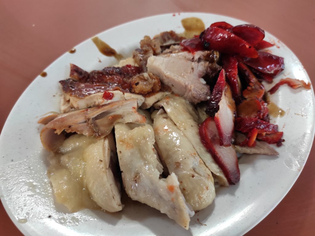 Ping Kee Hainanese Chicken Rice: Hainanese Chicken, Roast Chicken, Char Siew, Roast Pork, Roast Sausage