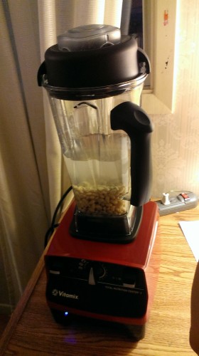 Mom decided to make soy milk from soy beans