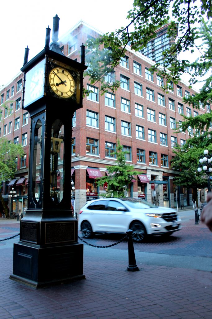 Vancouver, clock, city, street