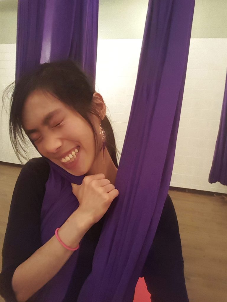 yoga, trapeze, selfie, fun