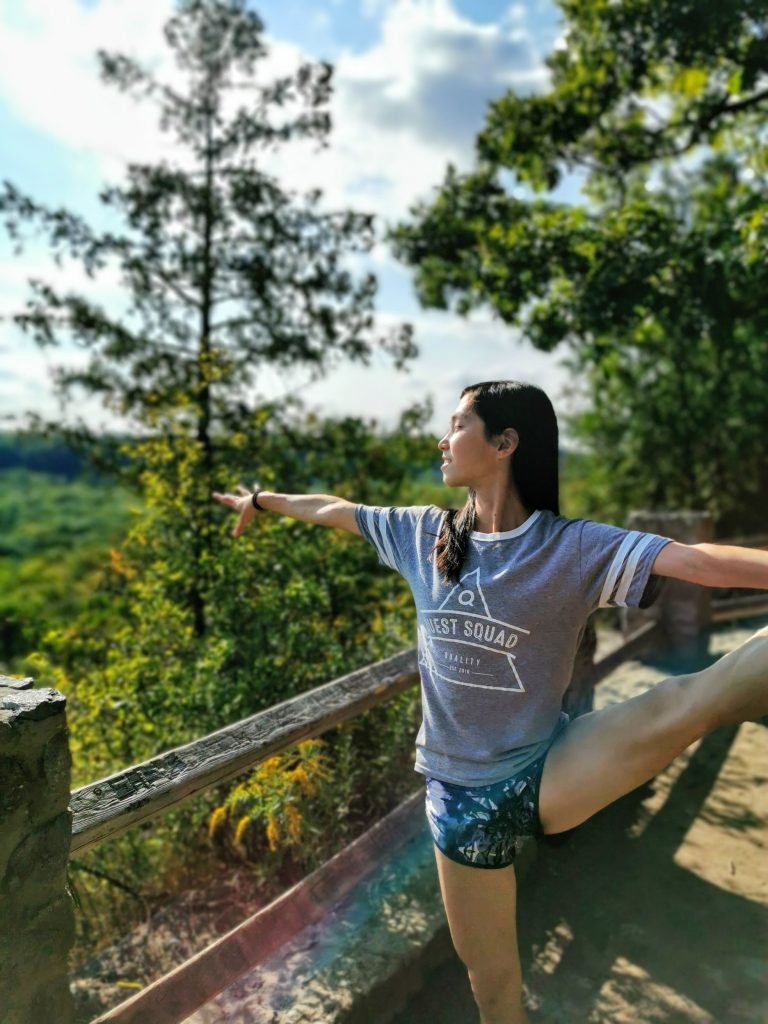 yoga pose hiking